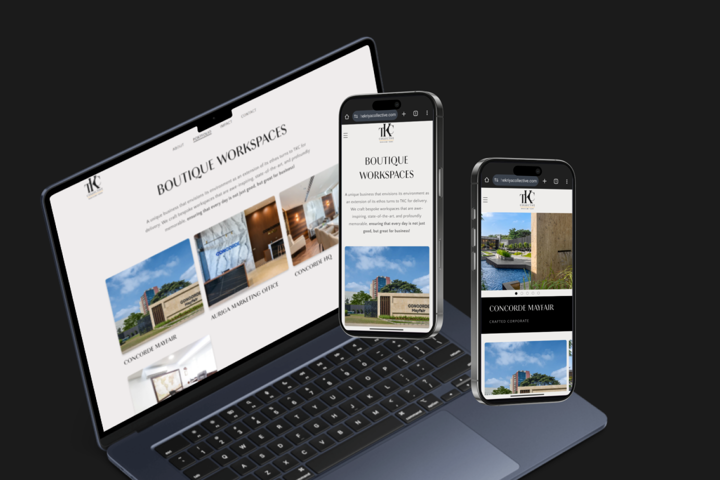 The Kriya Collective website UX screens